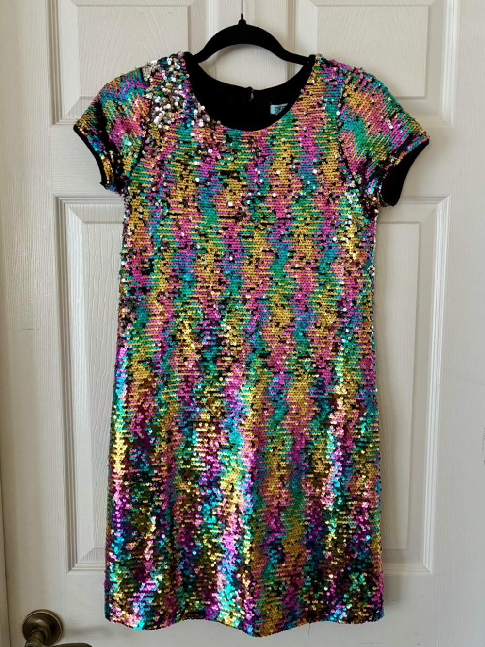 Tween Teen Kids Multi-Color Sequin Short Sleeve Dress Size 14 Holiday Dress